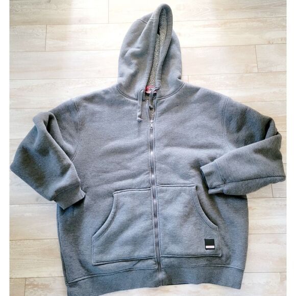 Craftsman XL Hoodie Men Large Gray Full Zip Up Jacket Heavy Fleece Lined Pckts - Picture 2 of 10